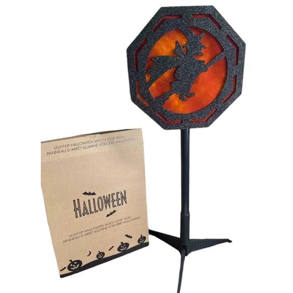 Light Up Glitter Witch Stop Sign Avon 2008 Halloween 2008 Spooky Season Battery - Picture 2 of 8